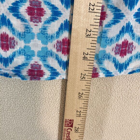 Foxcroft NYC Popover Top Sz 4 Blue/Pink Print Wrinkle Free 3/4 Sleeve Cotton‎ - Picture 4 of 8